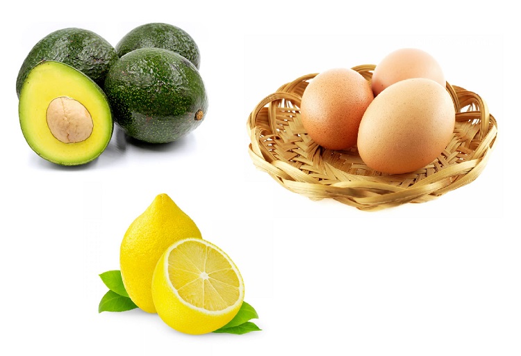 Bơ, trứng gà, chanh vàng, là các nguyên liệu tuyệt vời để chăm sóc da mặt